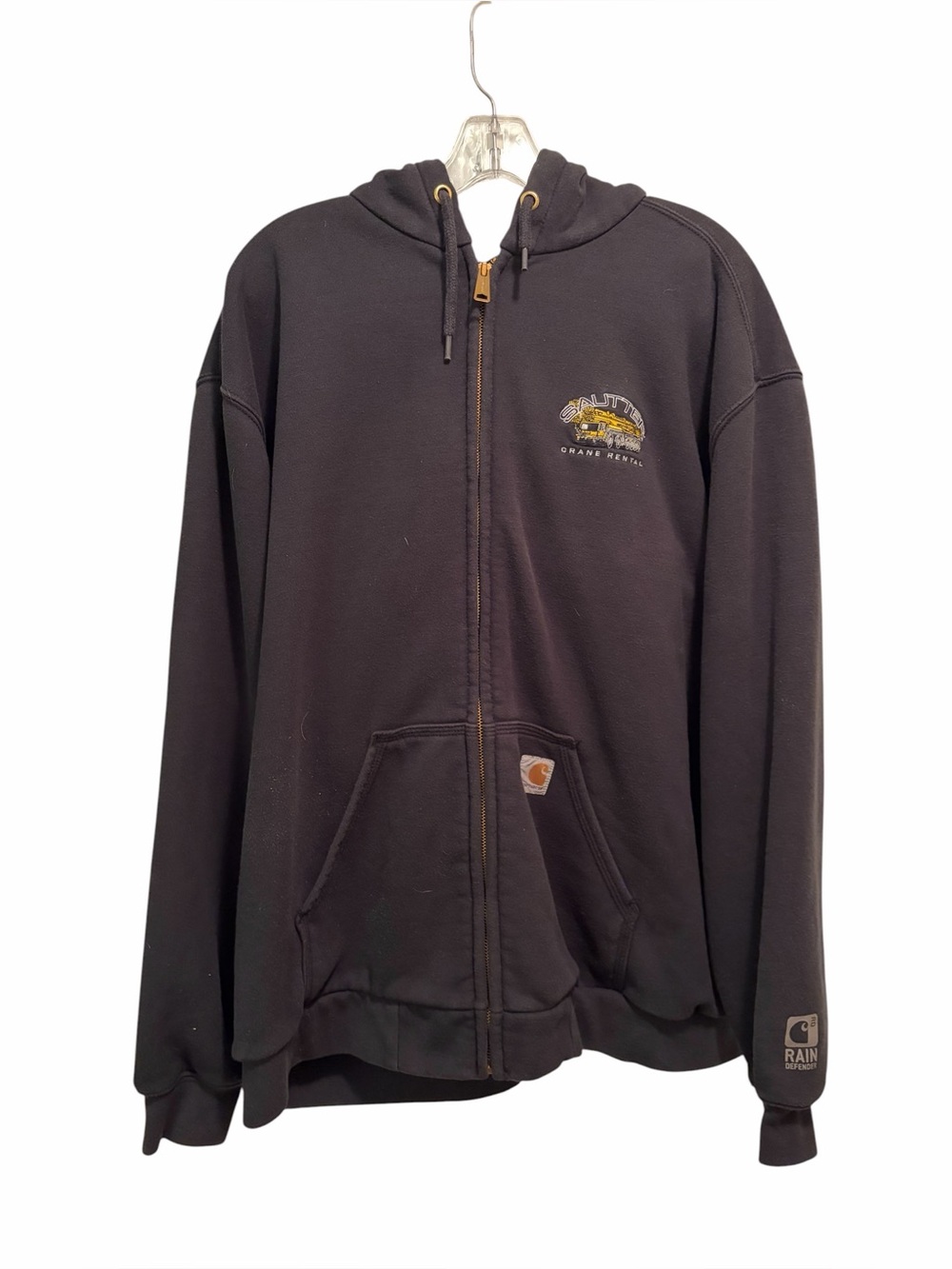Carhartt Men's Black Full-Zip Hooded Work Jacket. Rain Defender. Size XL